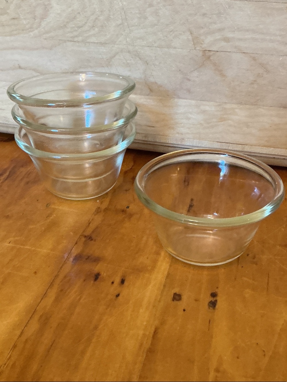 Vintage Pyrex 414 Custard Cups Clear Glass Prep Bowls - Set of 4